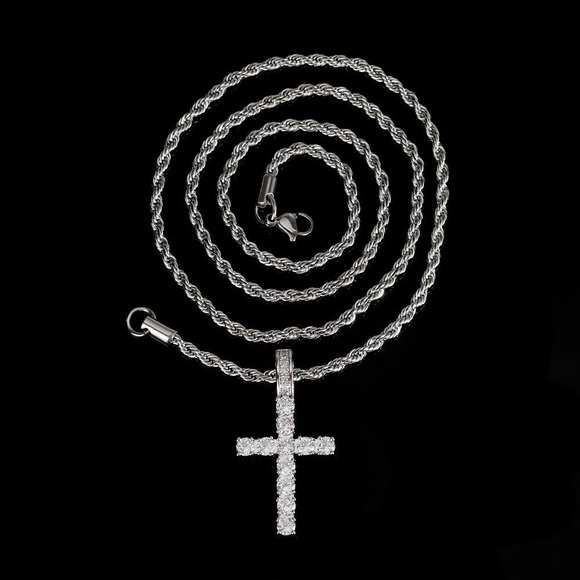 Iced Out Cross Pendant Chain - Picture 5 of 6